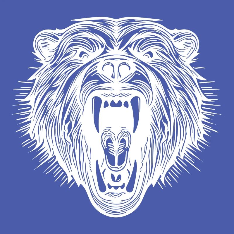 Angry bear's head with sharp teeth