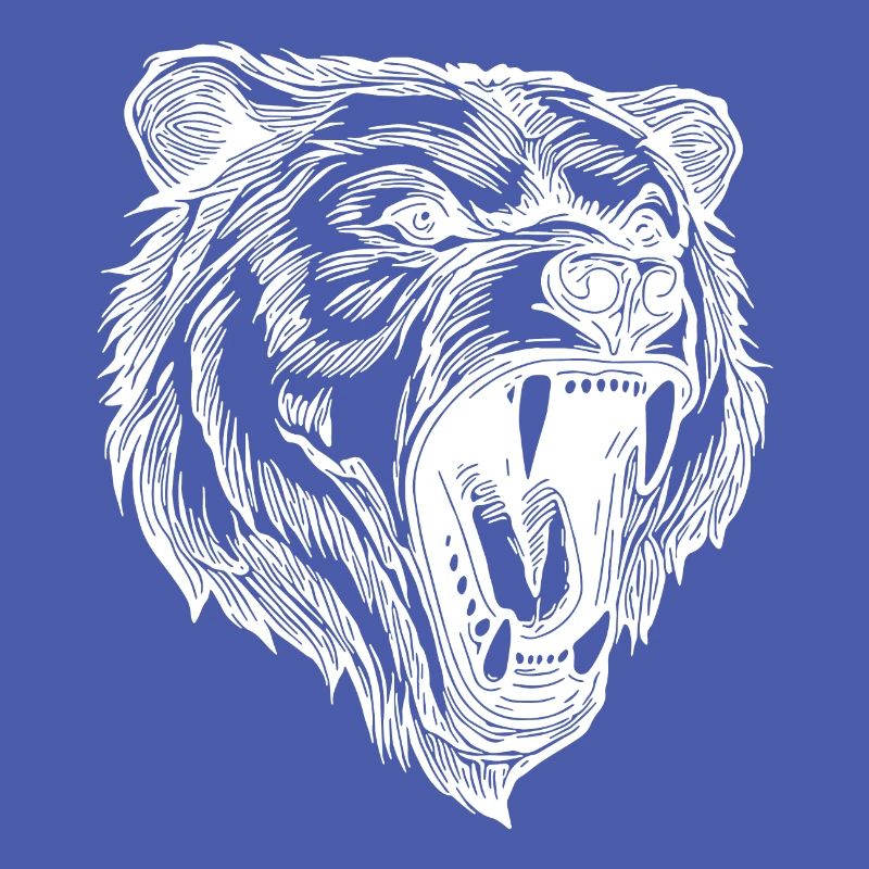 Wild evil bear head with sharp teeth