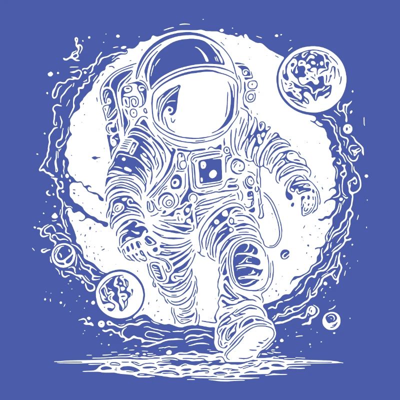Outer Space Hole Astronaut with Exotic Planets