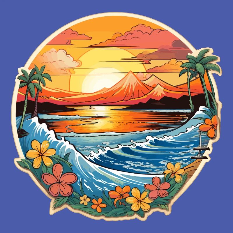 Conception de planche de surf Surf Surf Hawaii Palm Trees Ocean