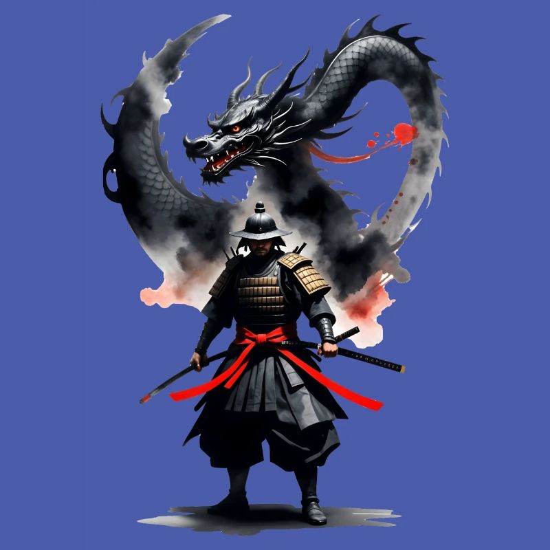 Samurai Krieger Schwarzer Drache