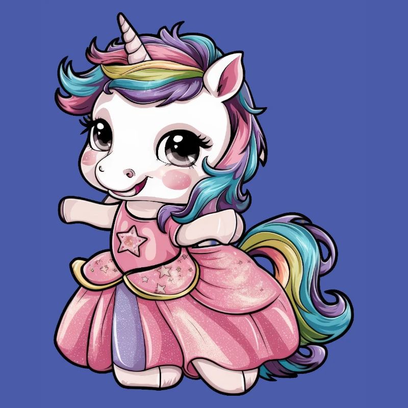 Licorne kawaii avec robe de conte de fées