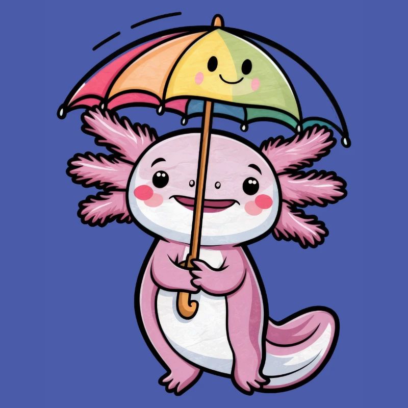 Mignon axolotl avec parapluie