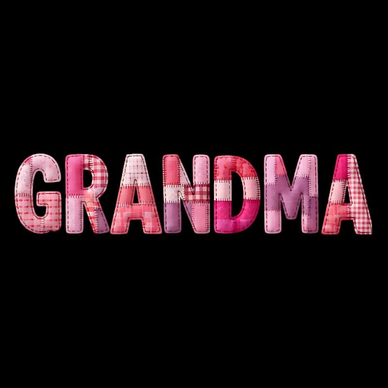 Grandmother Pink Plaid Letters Patchwork