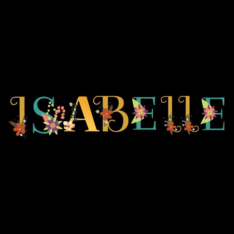ISABELLE Nom Art avec fleurs brodées