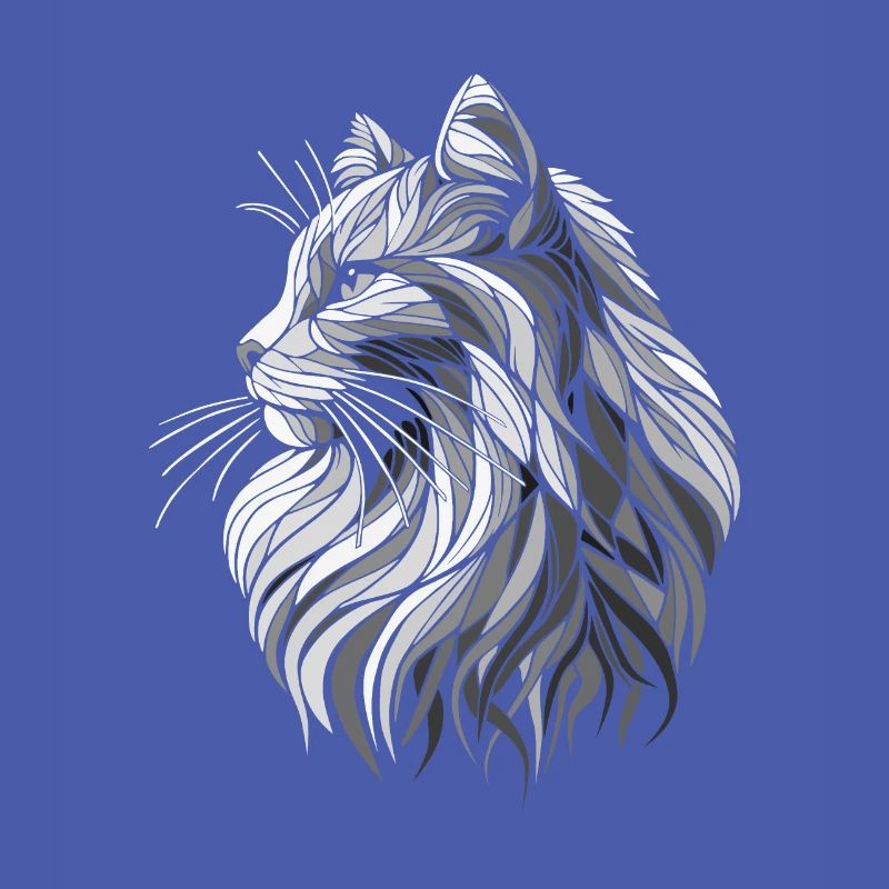 Black and White Polygons Cat Head Drawing