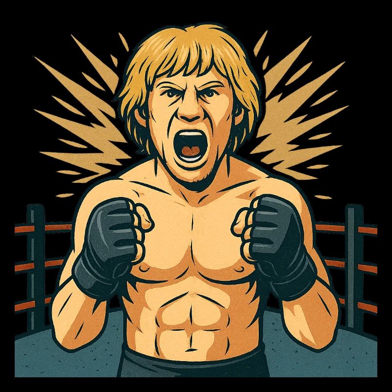 Combative boxing hero comic style