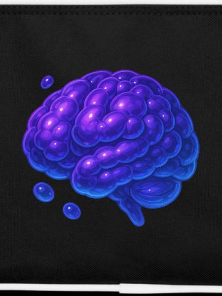 3D Brain Molecular Blue Purple