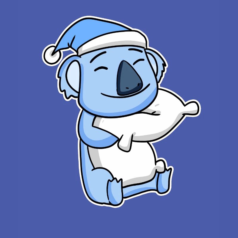Koala with pillow and sleeping cap