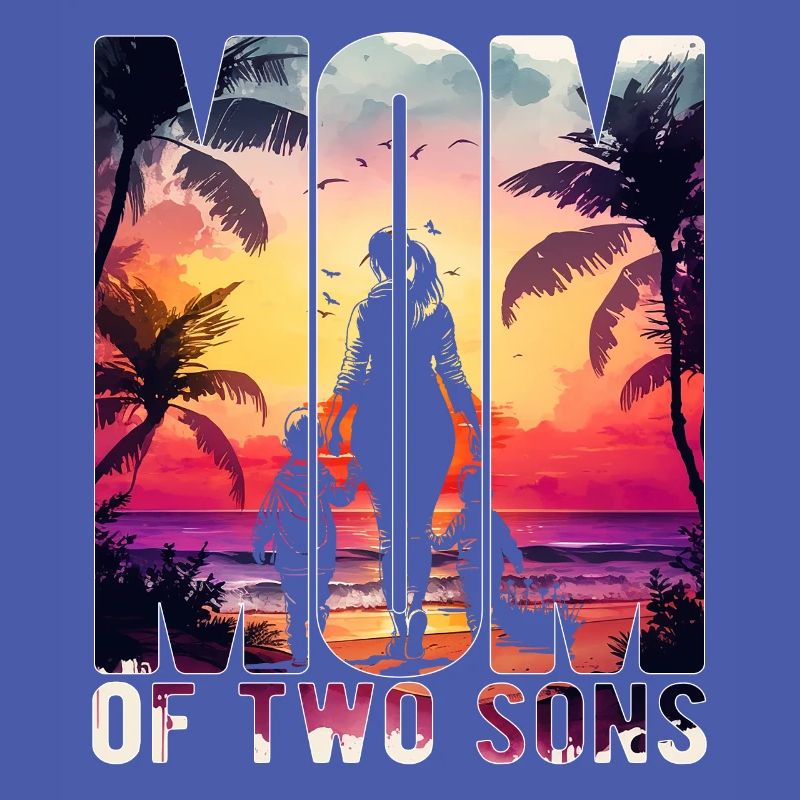 Mutter mit zwei Söhnen Muttertag Strand Mama Kind