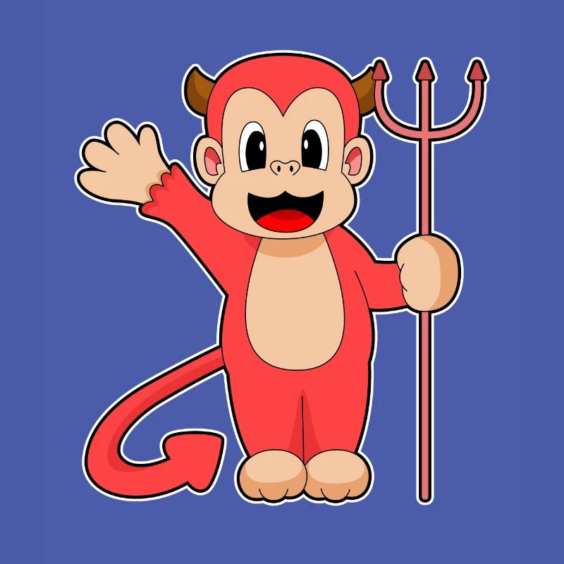 Monkey Halloween Devil Trident