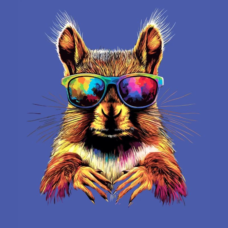 Eichhörnchen Kopfhörer Bunt Popart DJ Eichhörnchen