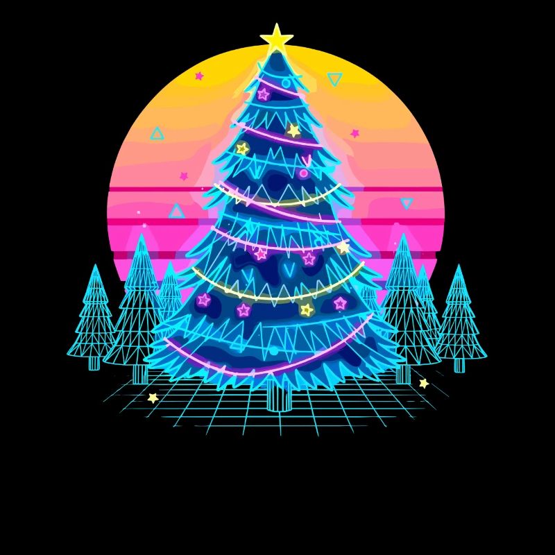 Neon Christmas Tree Sunset