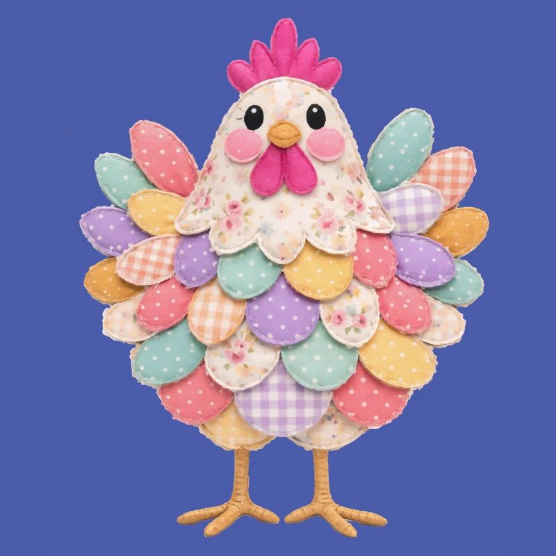 Cute Patchwork Hen Rustic Style