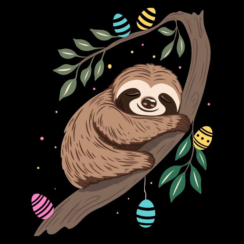 Easter Sloth with Easter Eggs