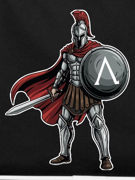 Hoplitisches Spartanisches Lambda-Schild-Schwert-Maskottchen