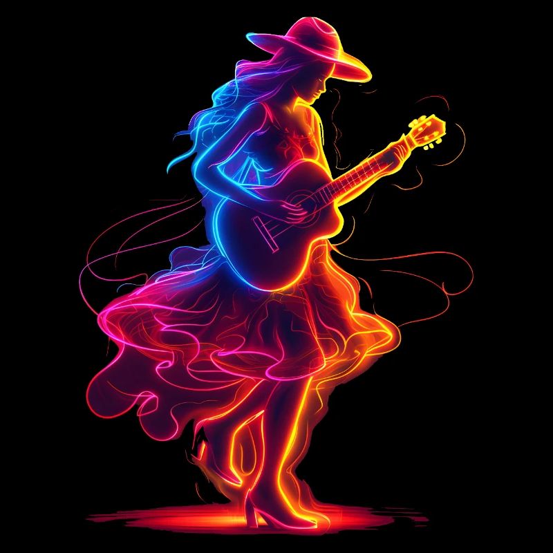 Gitarrist Mädchen Synthwave