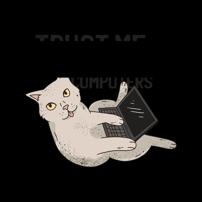Computer cat with laptop trust me pc cat