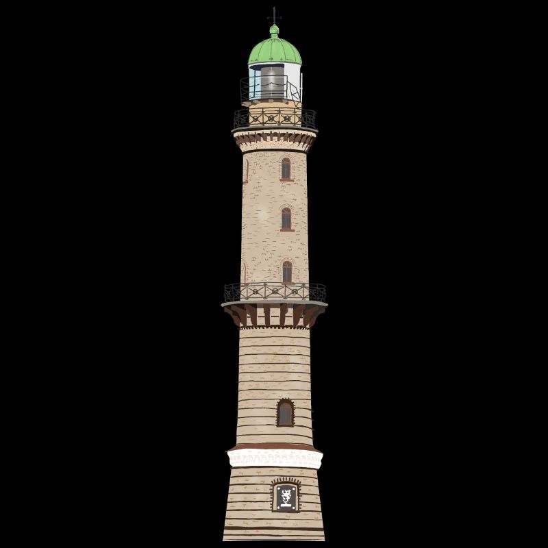 Lighthouse Warnemünde without text, Baltic Sea