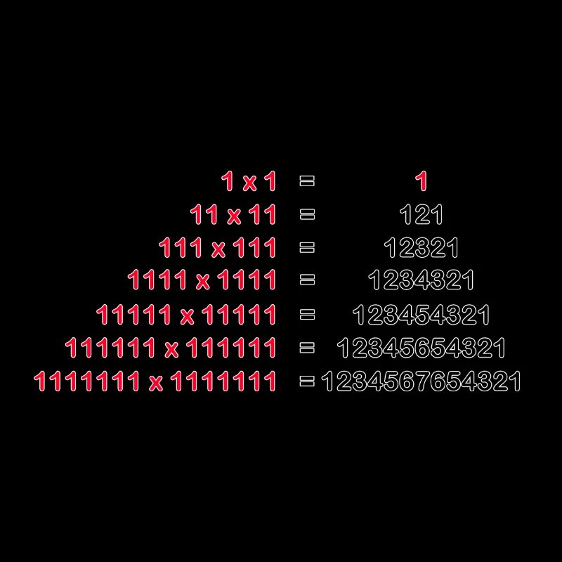 Number Palindrome Mathematics Physics 1x1 1^2 Gift