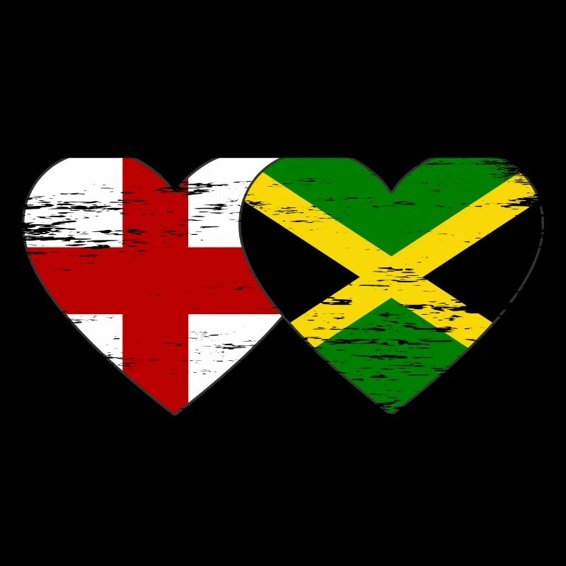 Angleterre Jamaïque drapeau coeur utilisé
