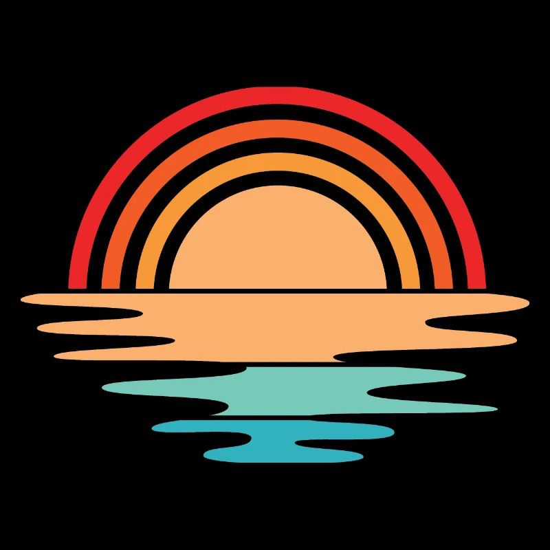 Coucher de soleil rétro vintage icône soleil design