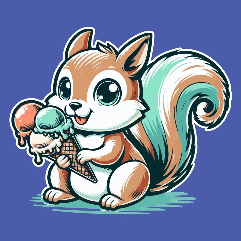 Niedliches Cartoon-Eichhörnchen mit Eiscreme