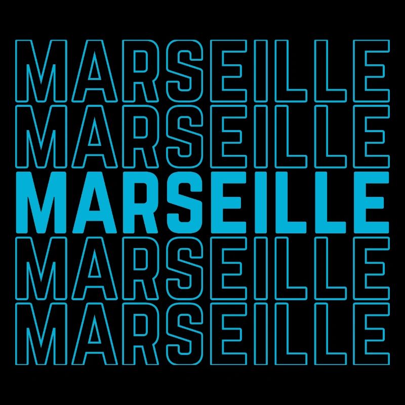 Marseille Outlined Repeat Neon Blau