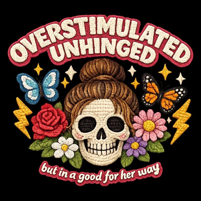 Überstimulierter Schädel mit Blumen Patch