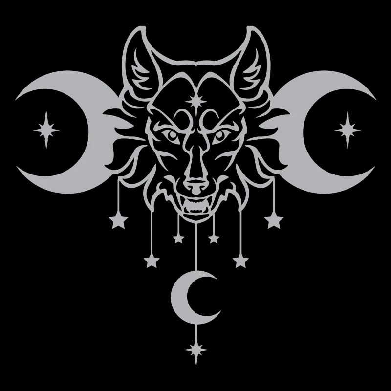 Wicca Moon Wolf - Anpassbare Farbe