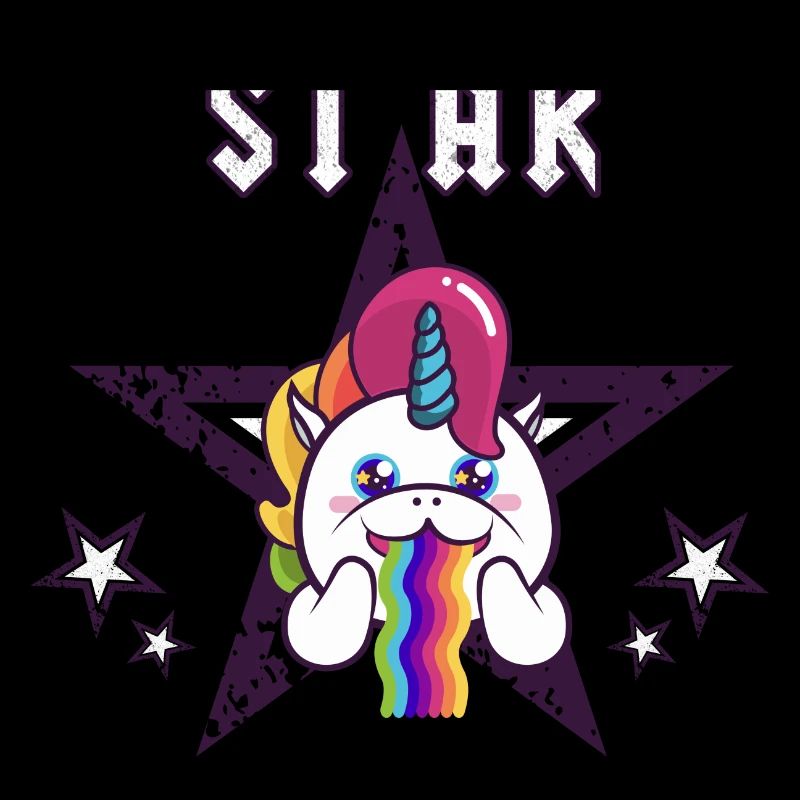 Stern Einhorn Rainbow Vomit. Disco-Mädchen, Junge, Baby
