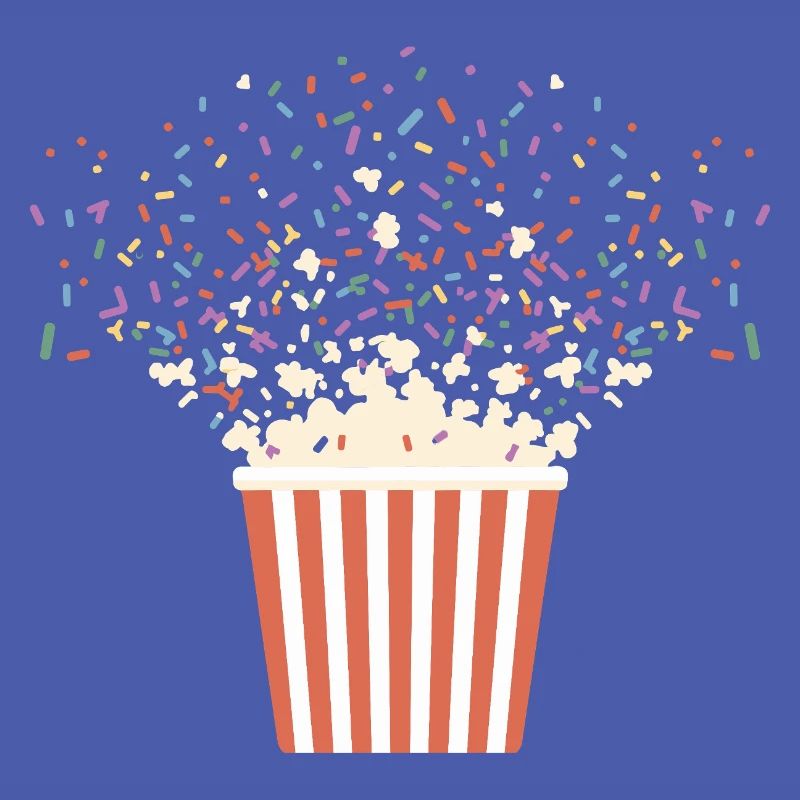Explosion de pop-corn coloré avec des pépites pour