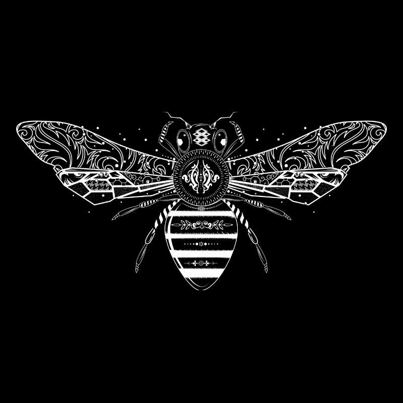 artfully designed white bee