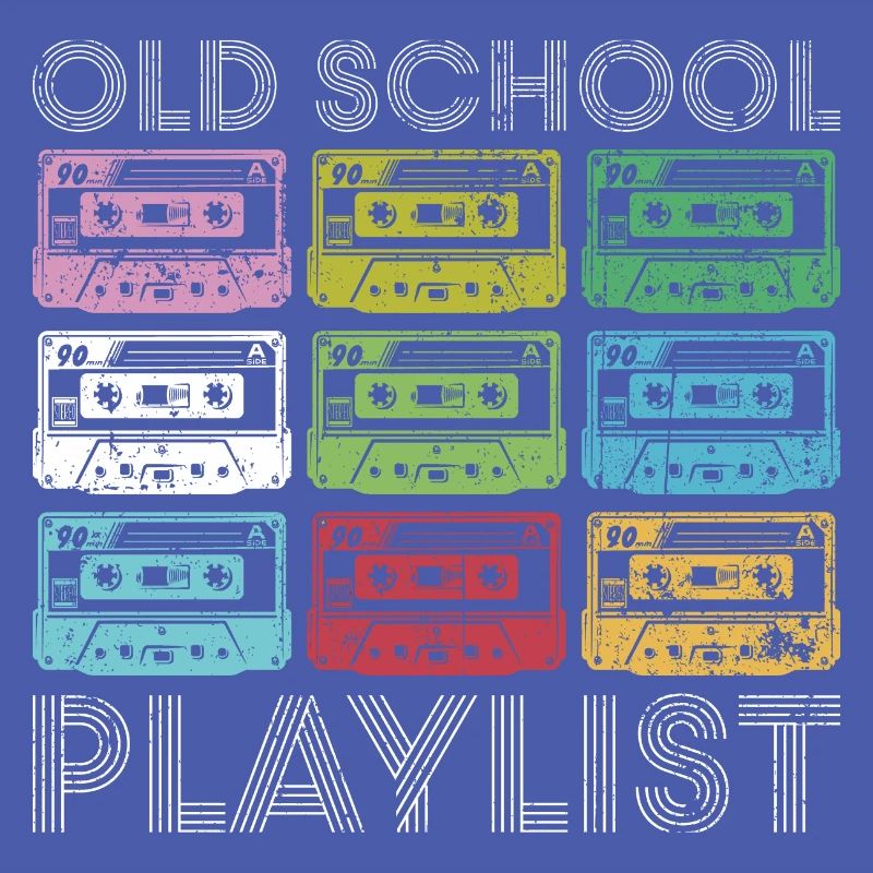 Rainbow Cassette Grid Print