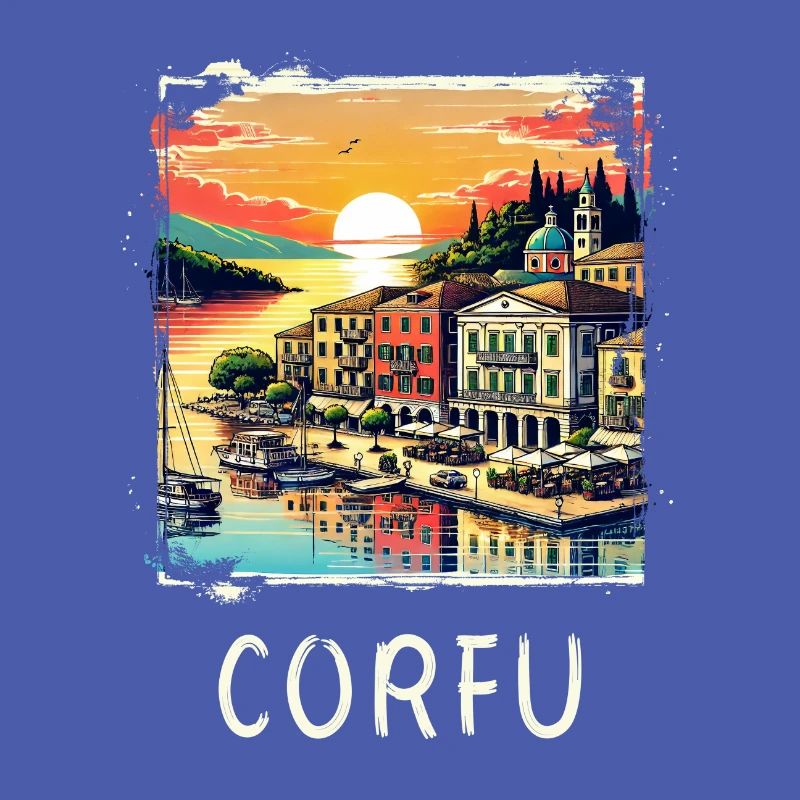 Corfu Greece panoramic design