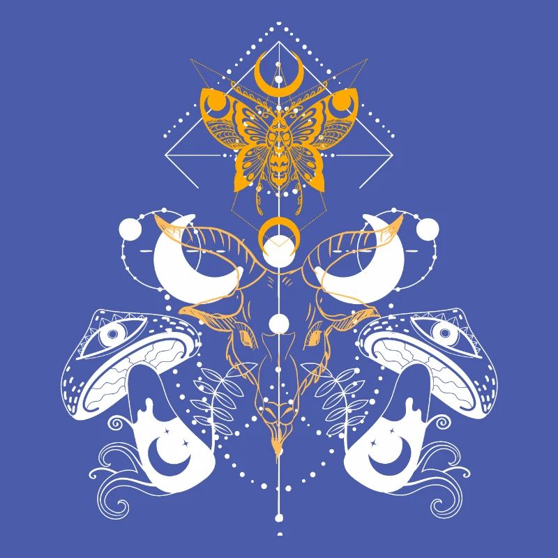 Papillon de nuit, chèvre et champignons