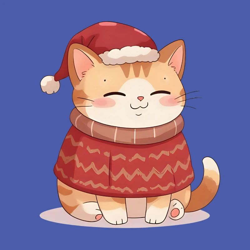 Anime Katze im Weihnachtspullover - Christmas 