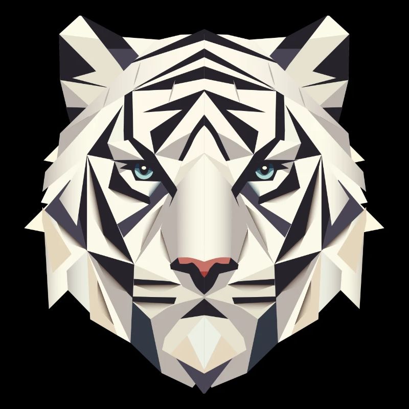 Geometric White Tiger – Strength and Elegants