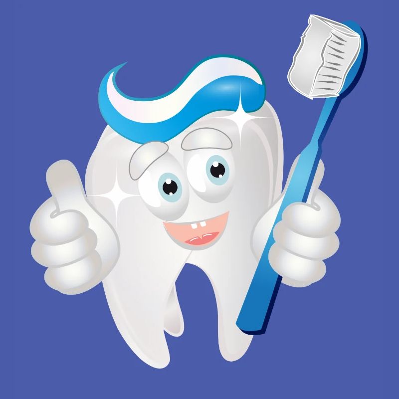 radiant white tooth with toothpaste as a comic