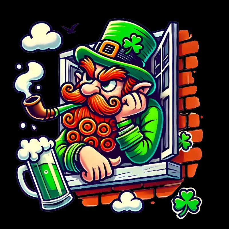 Grumpy Leprechaun Window Sticker