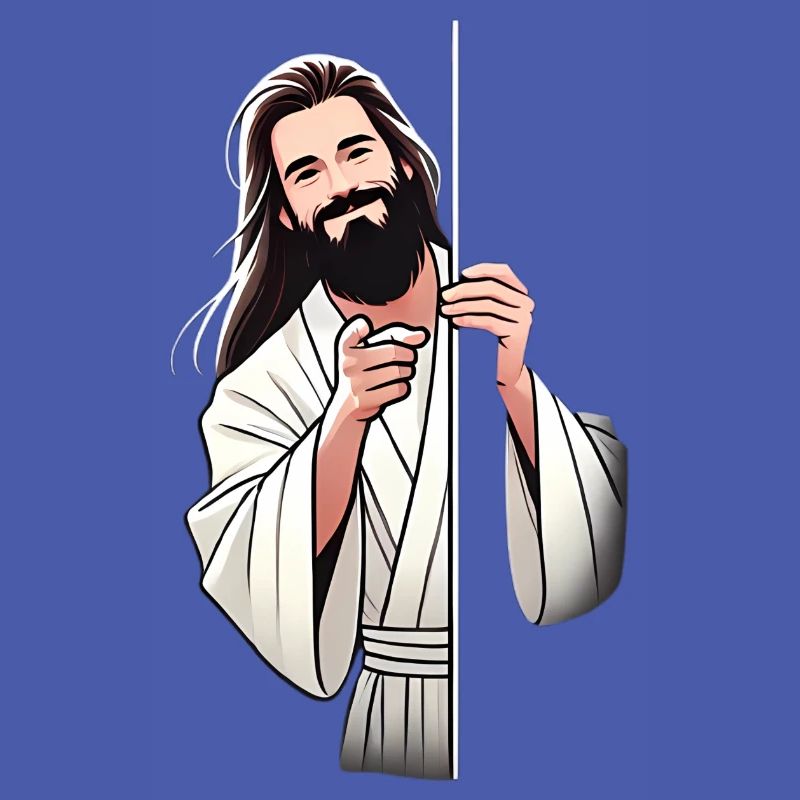 Friendly Bearded Man Pointing Design