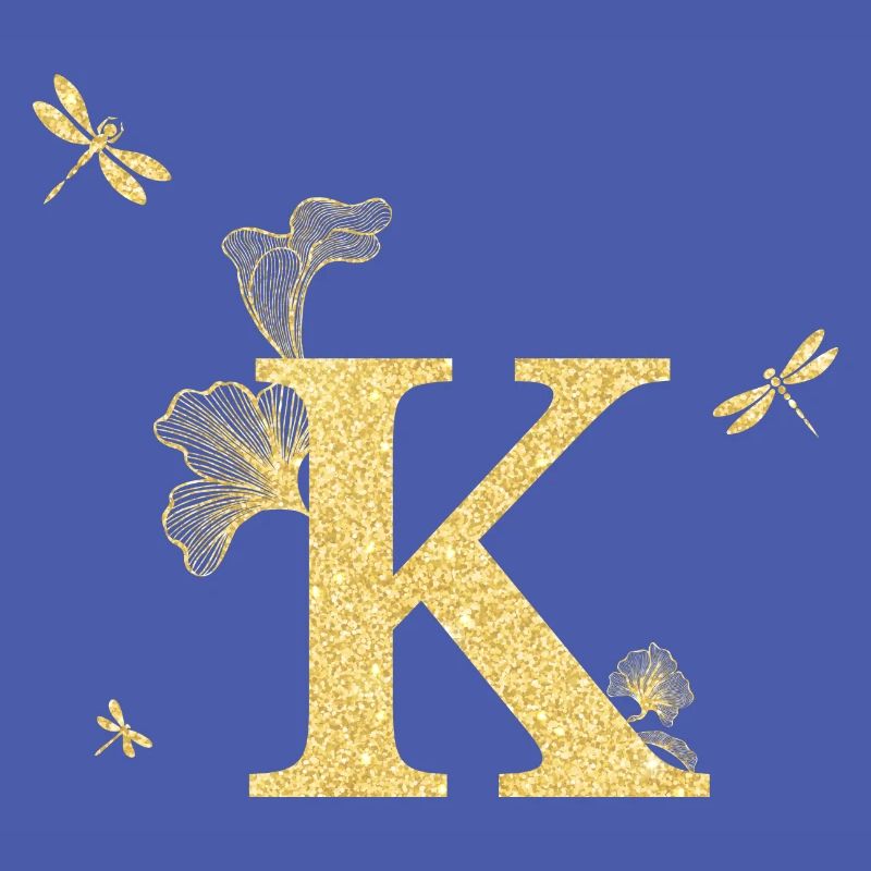 Buchstabe k Goldene Glitzerlibelle - Geschenkidee