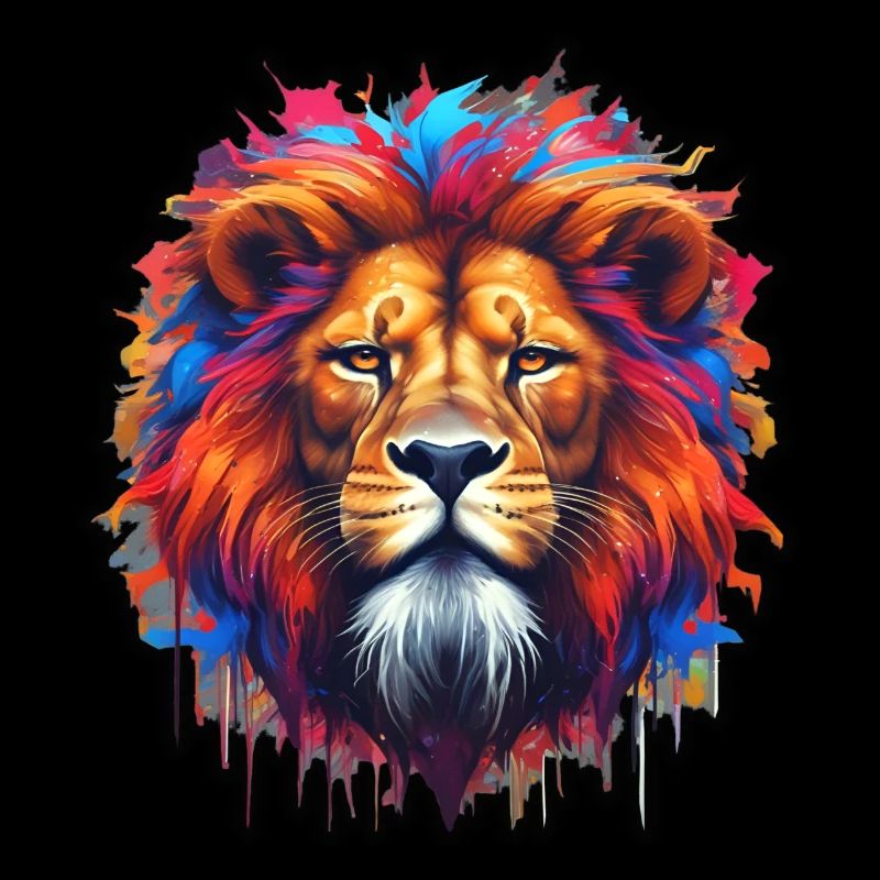 Fier lion dans le style graffiti