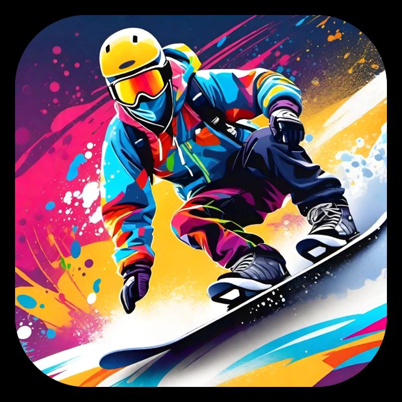 Snowboarder cool dans un style graffiti coloré