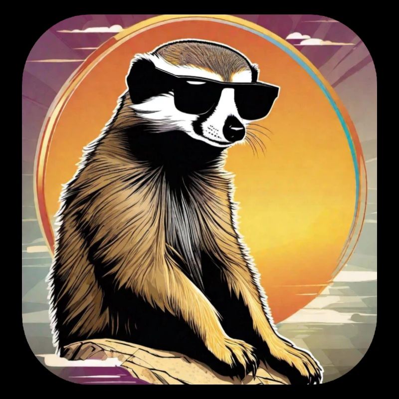 Suricate mignon avec coucher de soleil
