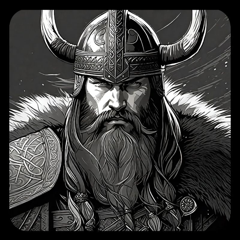 Stolzer Wikinger Krieger mit Hörner Helm Portrait