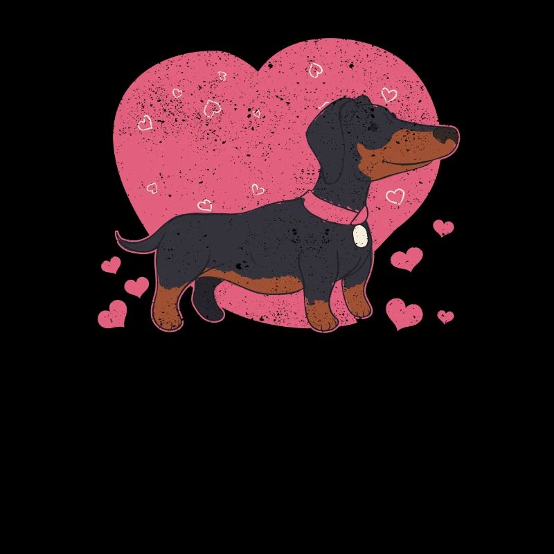 Drôle d’amant de chien coeurs de teckel mignons