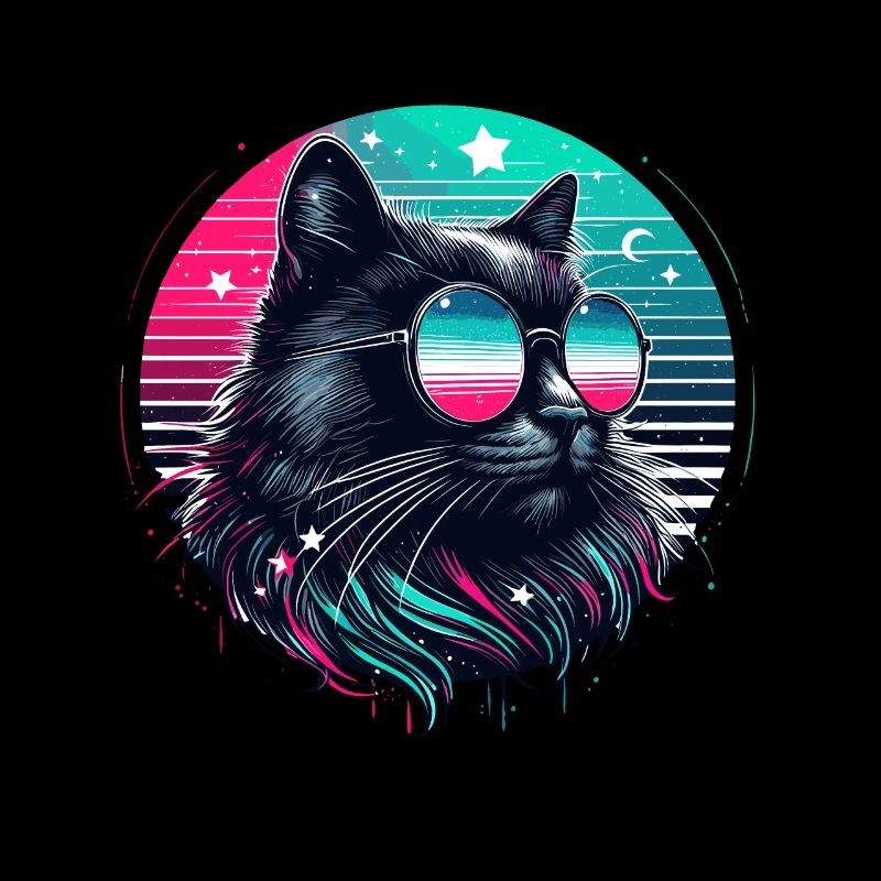 Chat chats néon Cool noir 80 ' s chat maman Fun