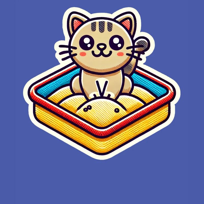 Chat mignon assis dans le bac à sable Style Patch