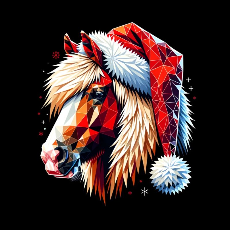 Original Polygon Kunst Haflinger Pferd Weihnachten